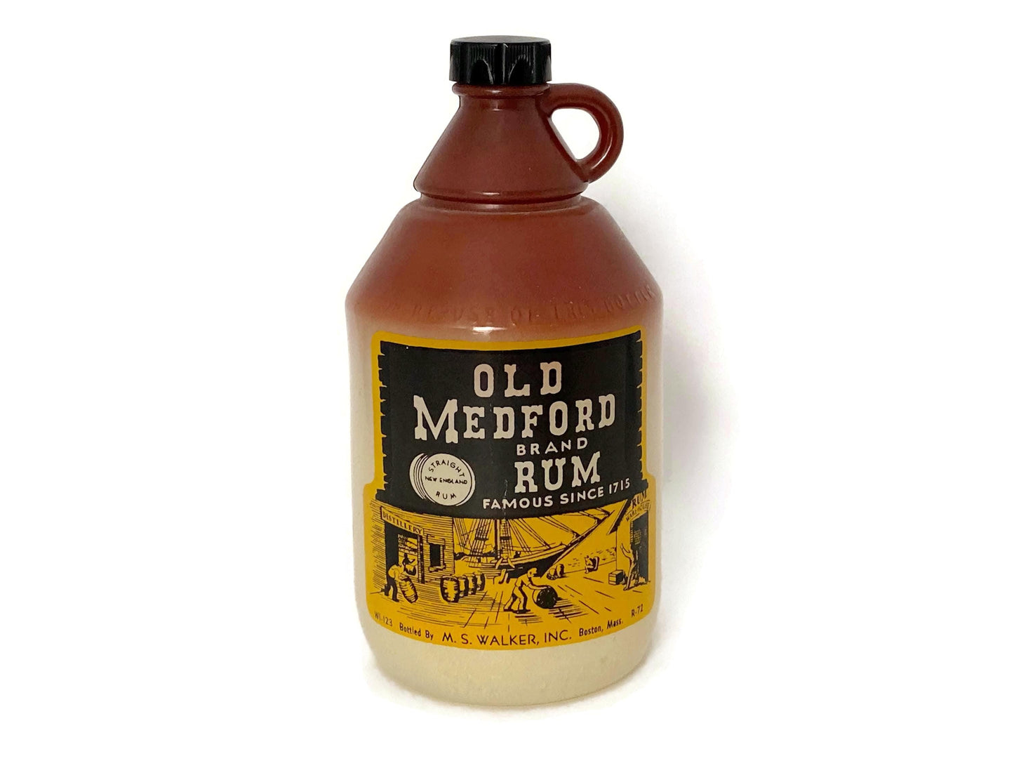 Midcentury Old Medford Rum Glass Bottle Massachusetts