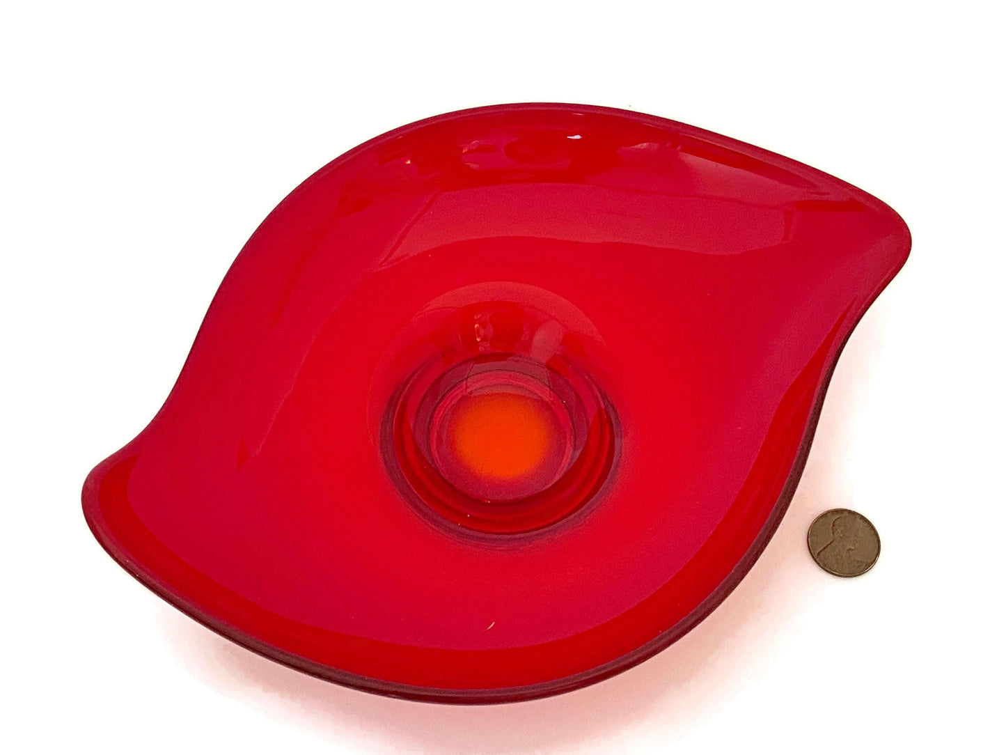 MCM Red Glass Dish by Viking Glass at Duckwells