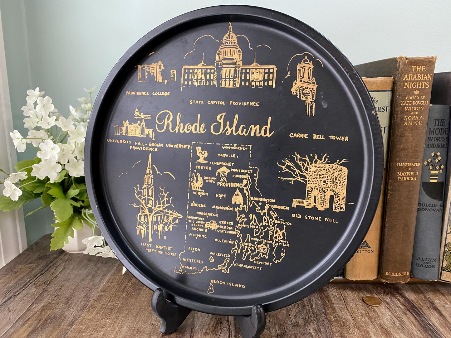 Rhode Island Black Metal Tray