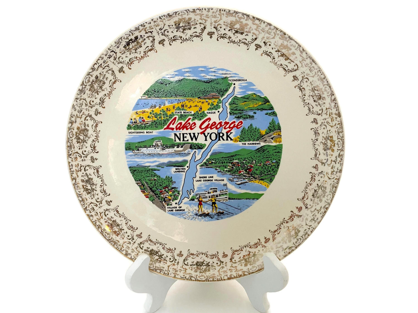 Vintage Lake George New York Souvenir Plate at Duckwells