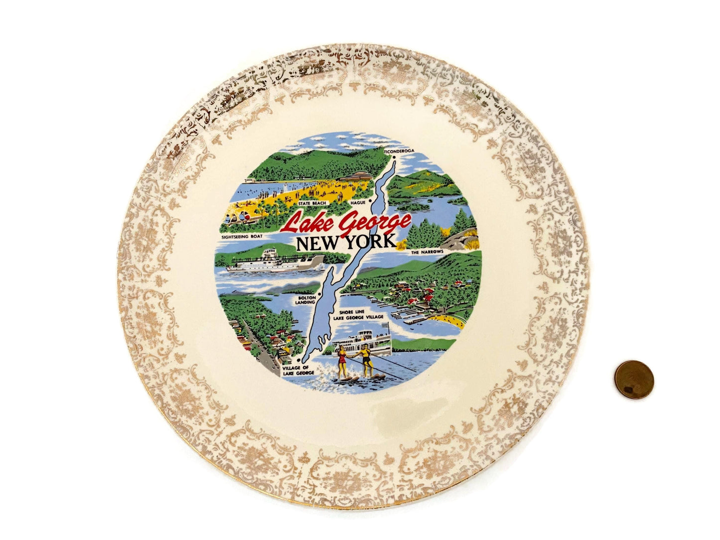Vintage Lake George New York Souvenir Plate at Duckwells