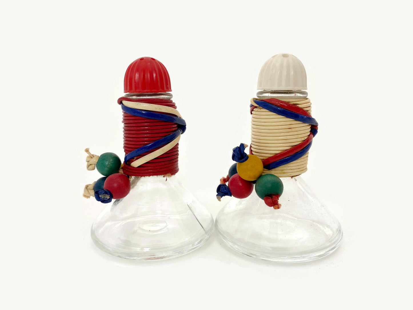 Vintage Gimp Wrapped Glass Salt and Pepper Shakers at Duckwells