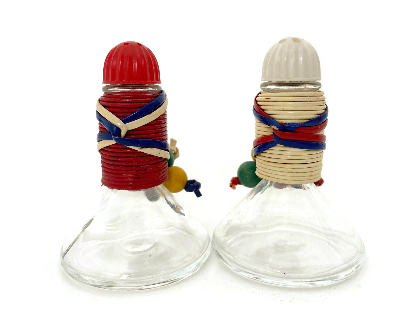 Vintage Gimp Wrapped Glass Salt and Pepper Shakers at Duckwells