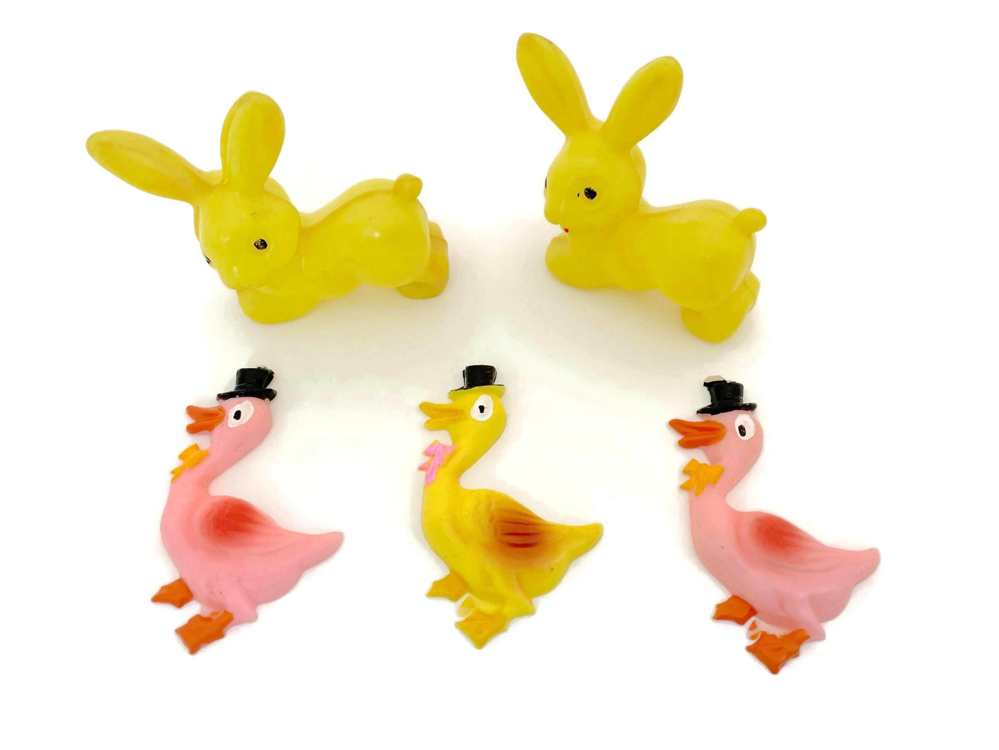 Vintage Cake Toppers, Plastic Bunnies and Ducks