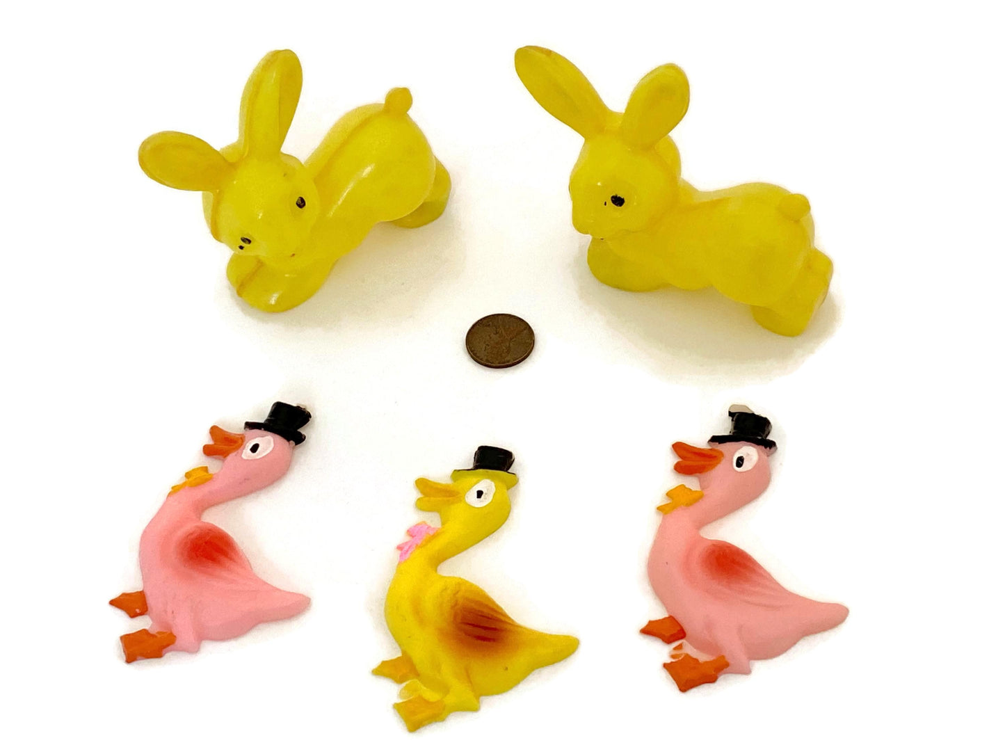 Vintage Cake Toppers, Plastic Bunnies and Ducks