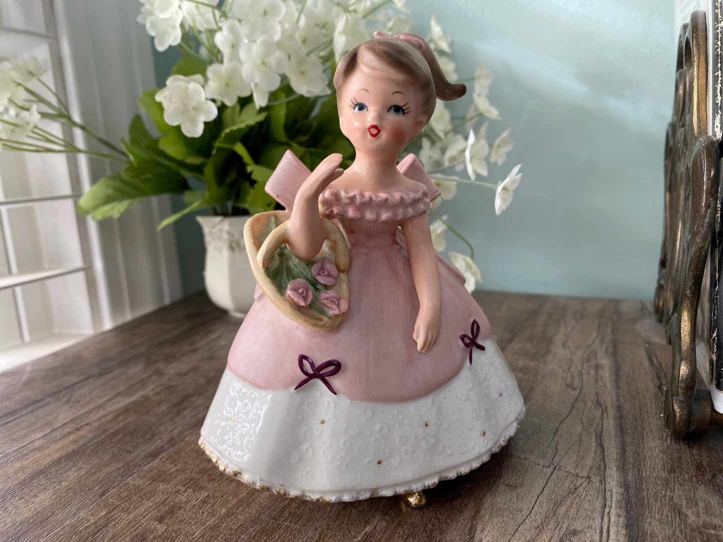Vintage Girl Figurine Planter by Napco