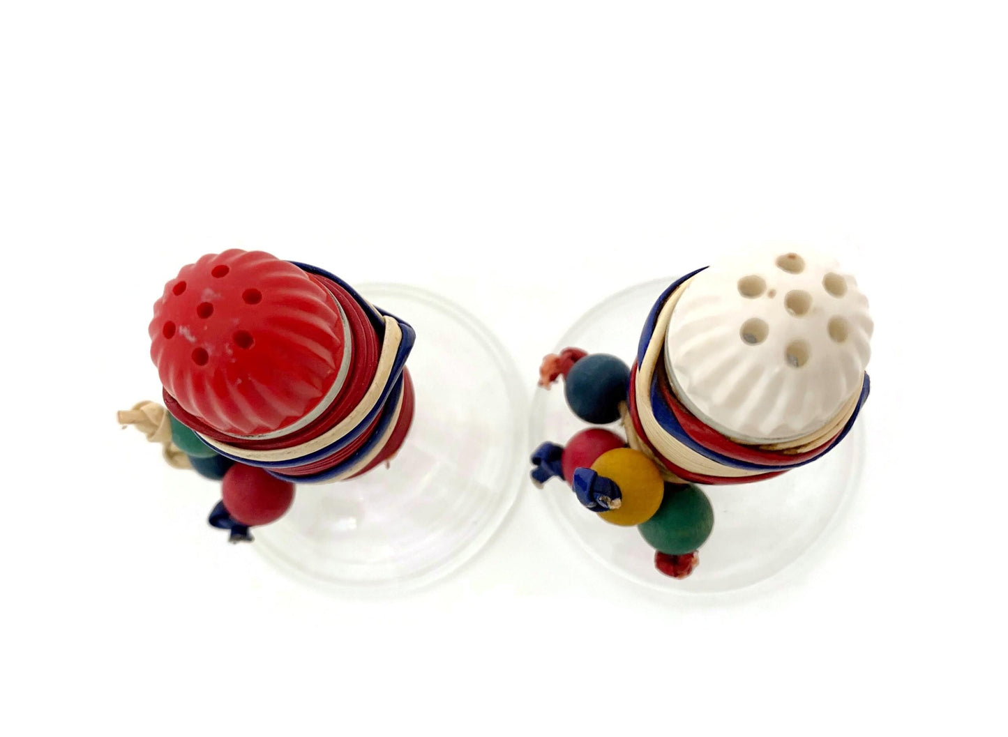 Vintage Gimp Wrapped Glass Salt and Pepper Shakers at Duckwells