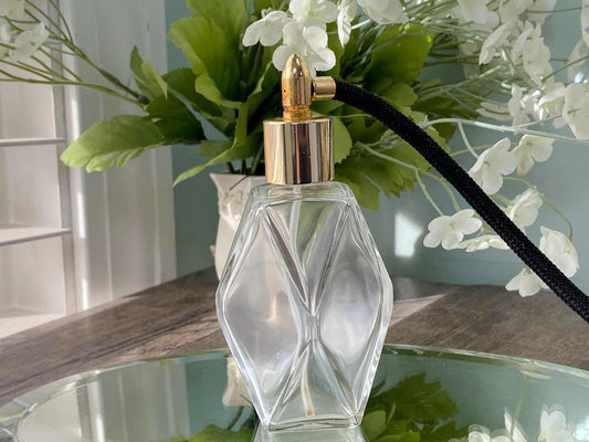 Vintage Glass Perfume Atomizer with Black Tassel at Duckwells