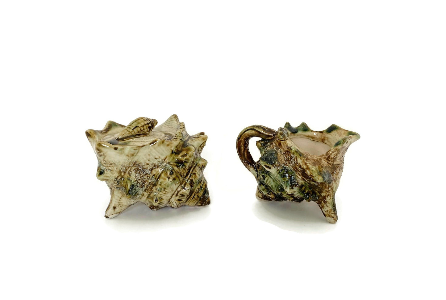 Mid Century Ceramic Seashell Sugar and Creamer Set at Duckwells