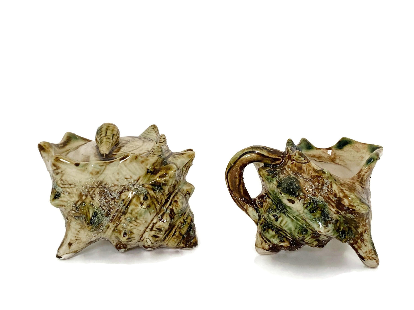 Mid Century Ceramic Seashell Sugar and Creamer Set at Duckwells