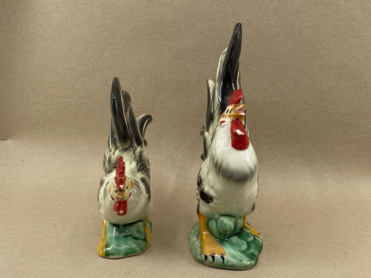 Vintage Lefton Ceramic Rooster and Hen Figurines at Duckwells