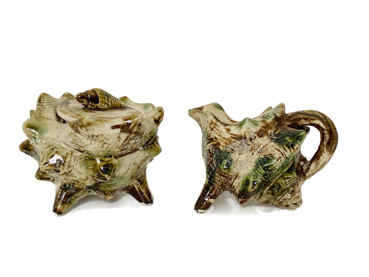 Mid Century Ceramic Seashell Sugar and Creamer Set at Duckwells