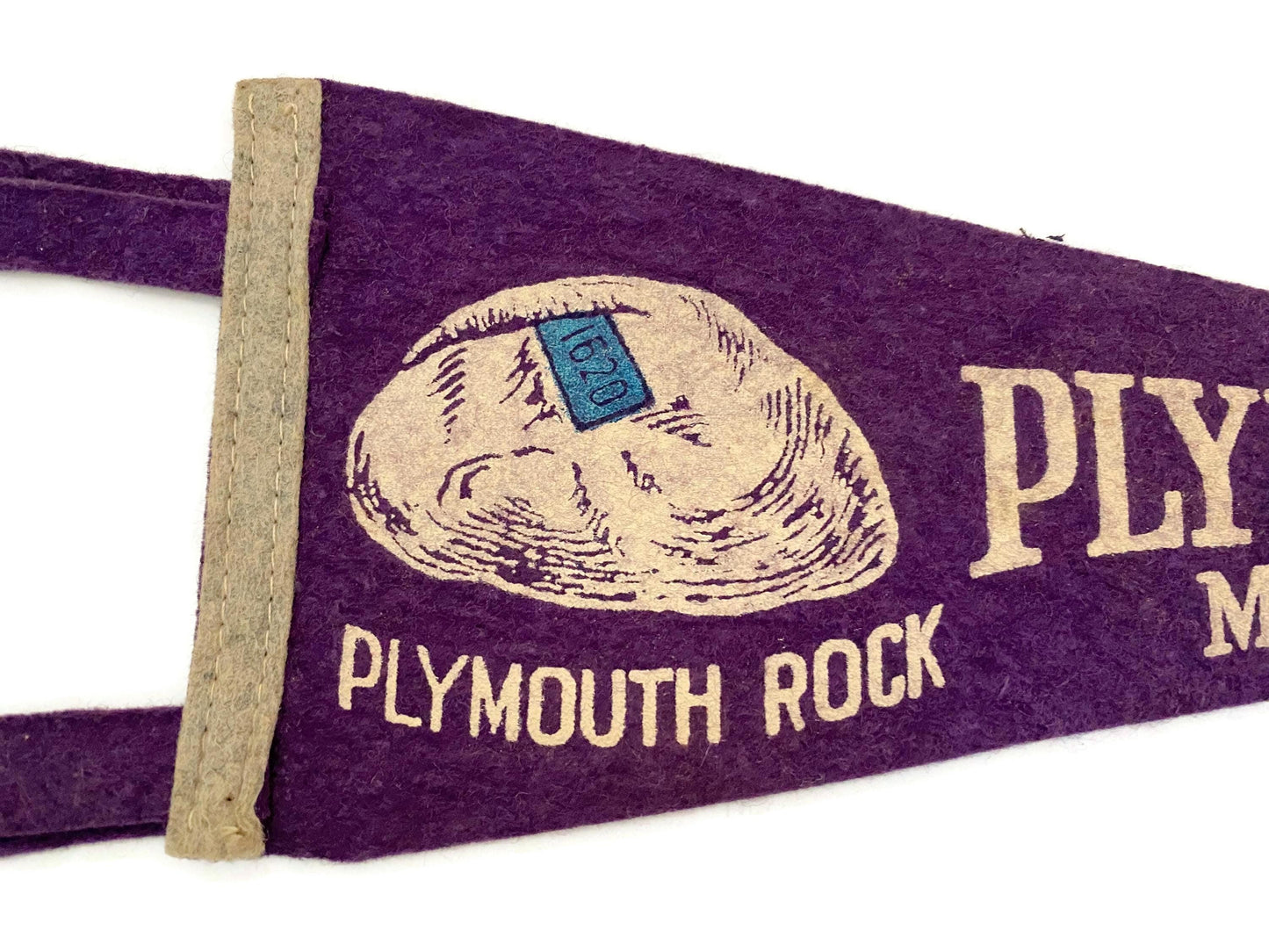Vintage Plymouth Massachusetts Souvenir Felt Pennant at Duckwells