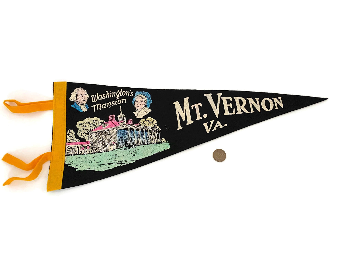 Vintage Mount Vernon Pennant - Midcentury Virginia Felt Travel Souvenir at Duckwells