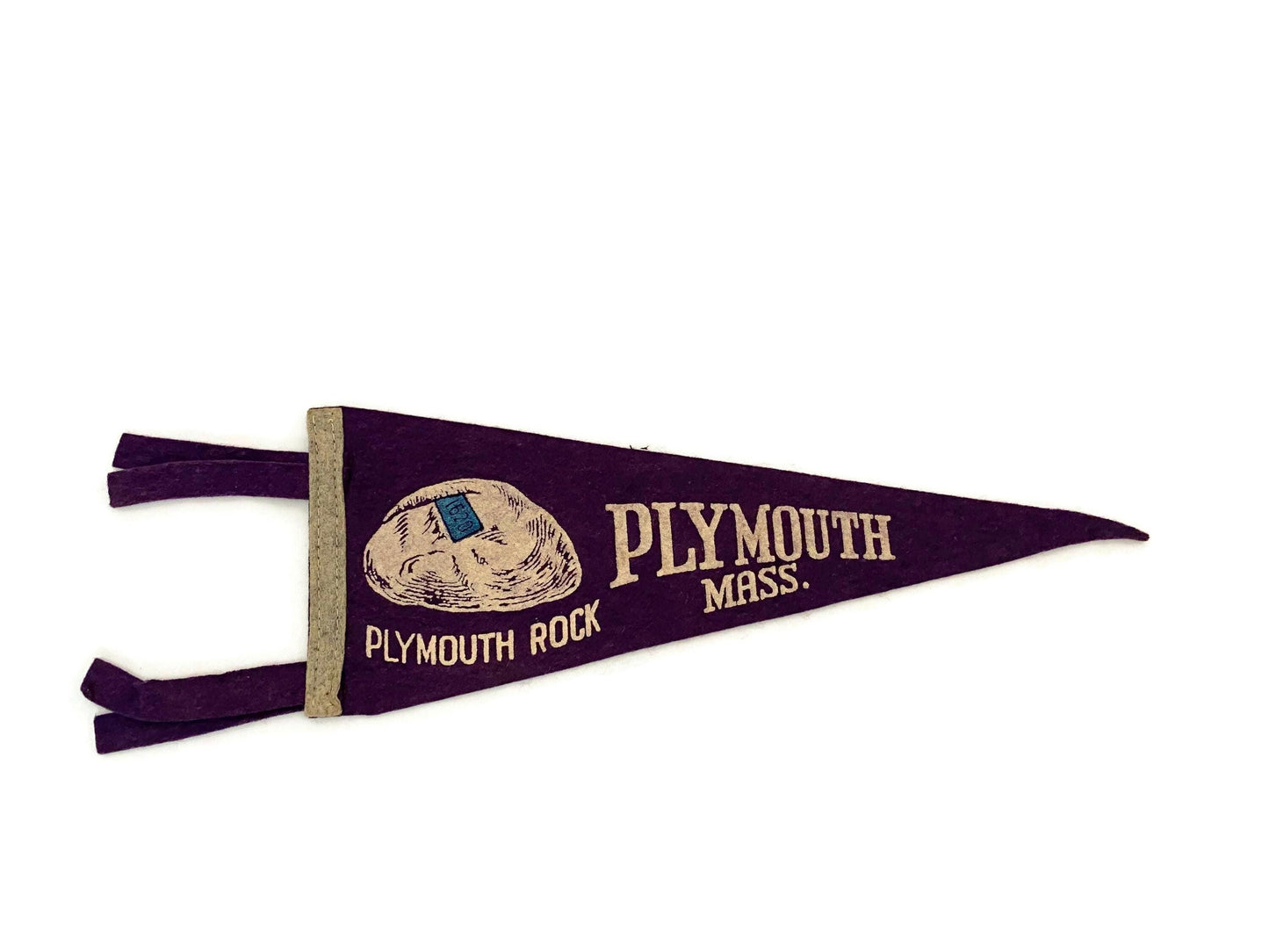 Vintage Plymouth Massachusetts Souvenir Felt Pennant at Duckwells