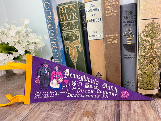 Vintage Pennsylvania Dutch Country Souvenir Felt Pennant at Duckwells