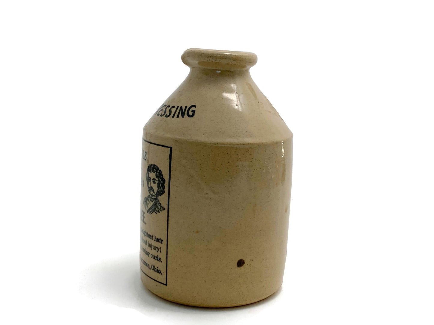 Vintage Stoneware Jug with Advertising for Hair Curl Product at Duckwells
