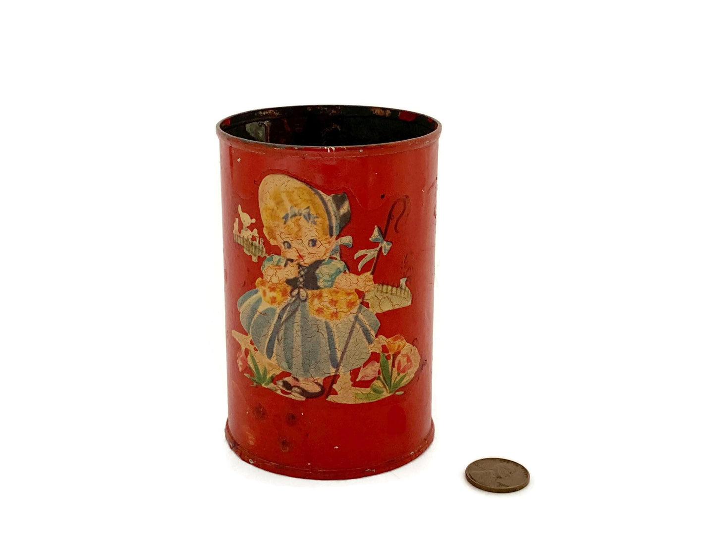 Vintage Painted and Decaled Tin Can at Duckwells