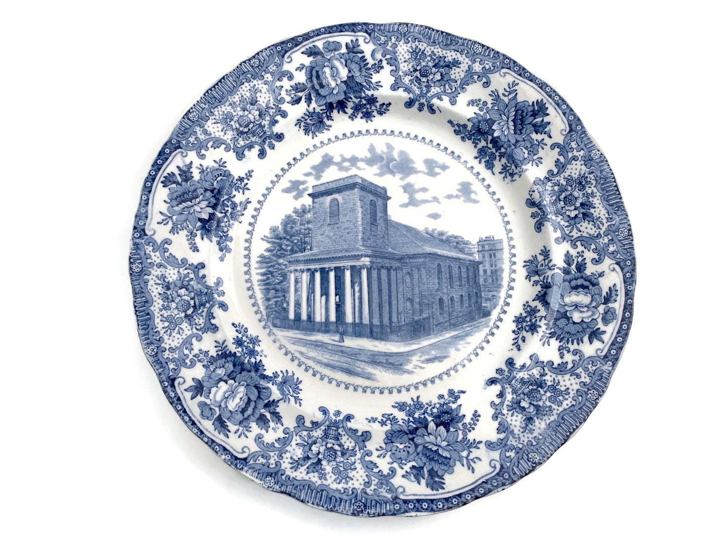 Antique Boston Massachusetts Blue and White Plate at Duckwells