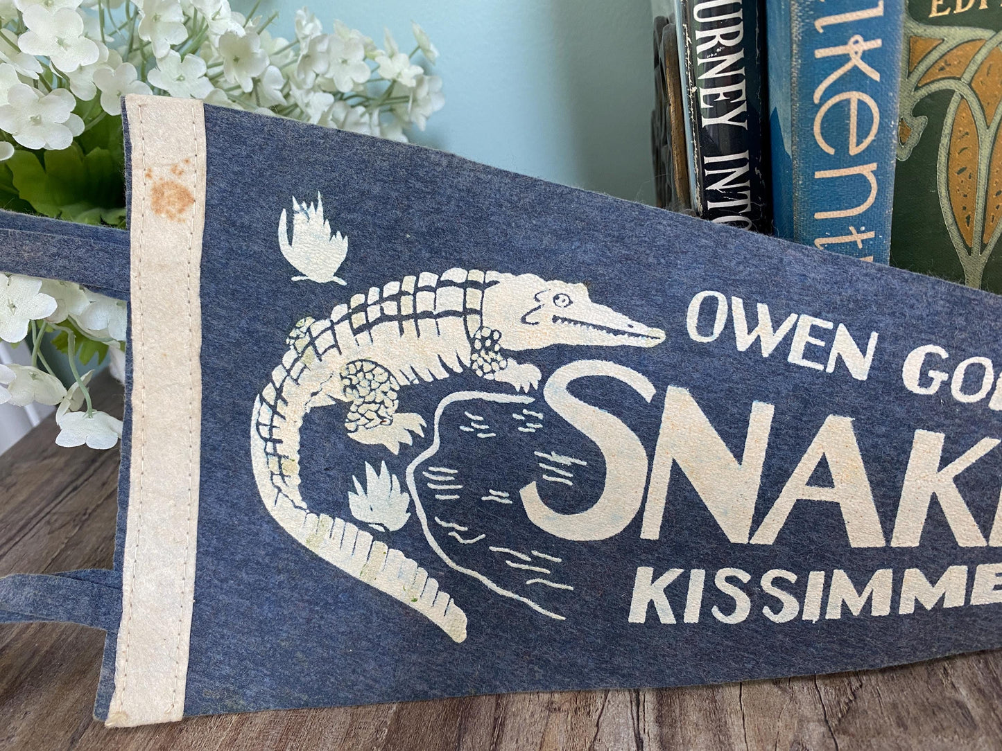 Midcentury Snake Village Kissimmee Florida Souvenir Pennant at Duckwells