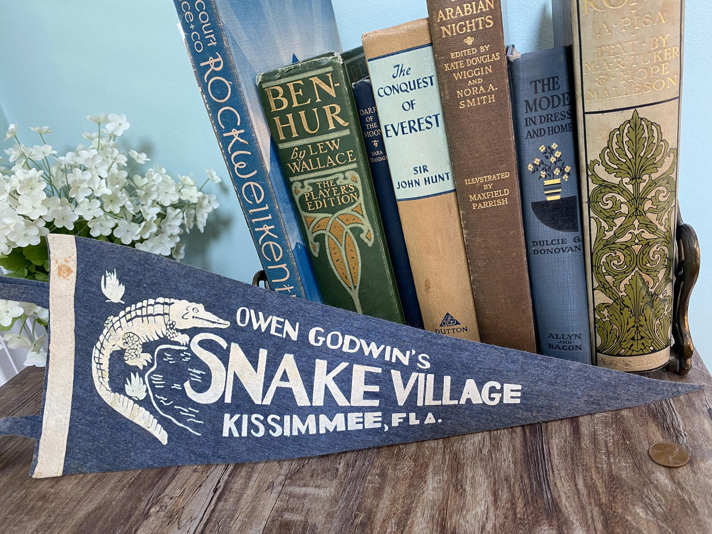 Midcentury Snake Village Kissimmee Florida Souvenir Pennant at Duckwells