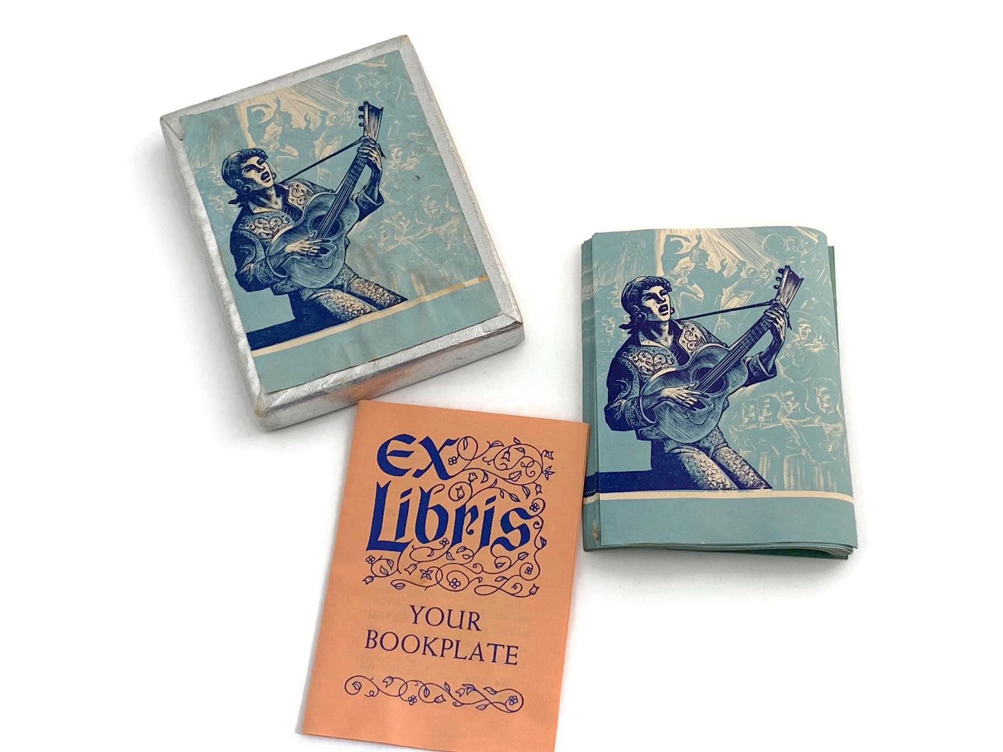 Vintage Bookplate by Antioch Bookplate Company with Rock and Roller at Duckwells