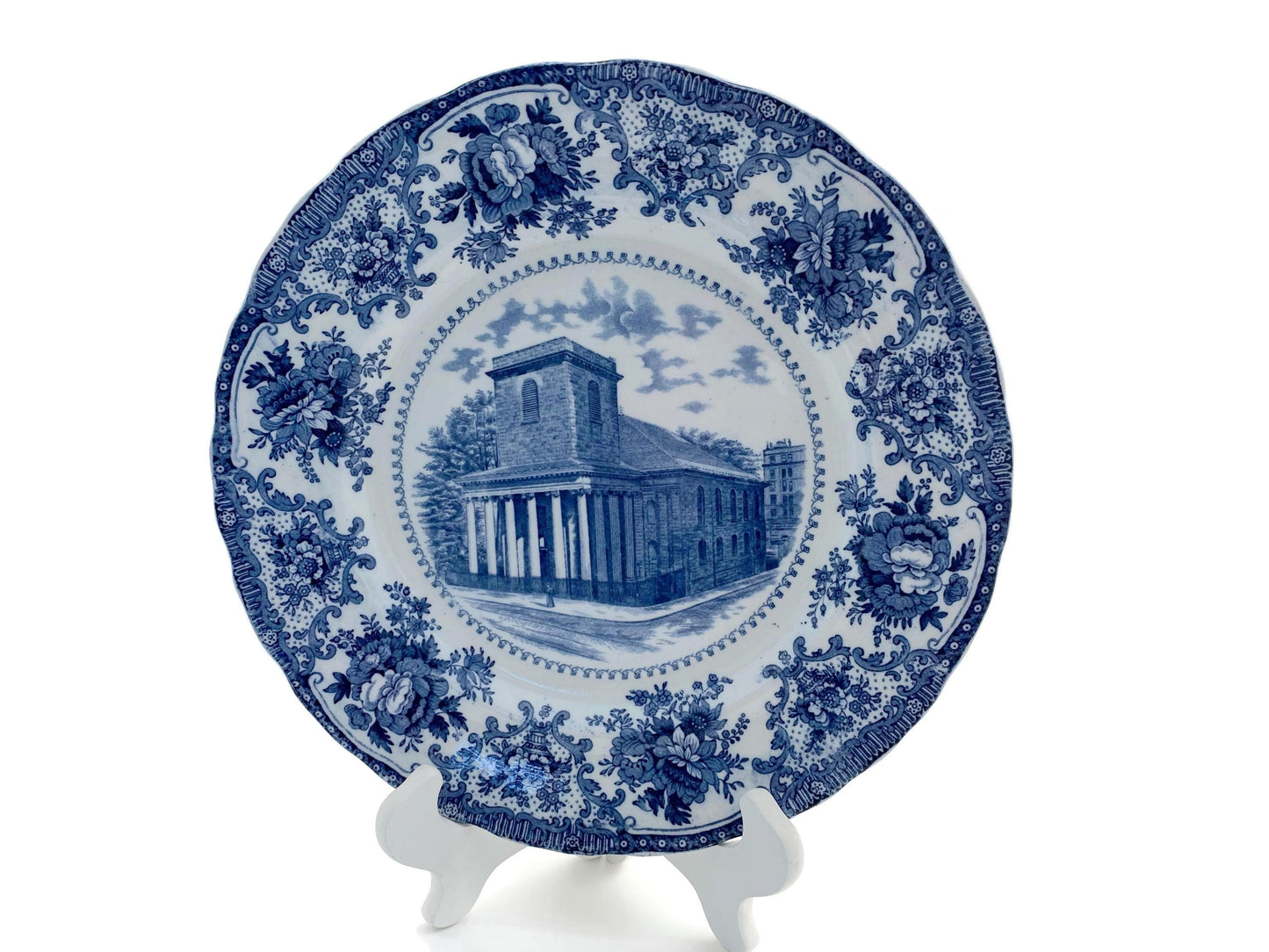 Antique Boston Massachusetts Blue and White Plate at Duckwells