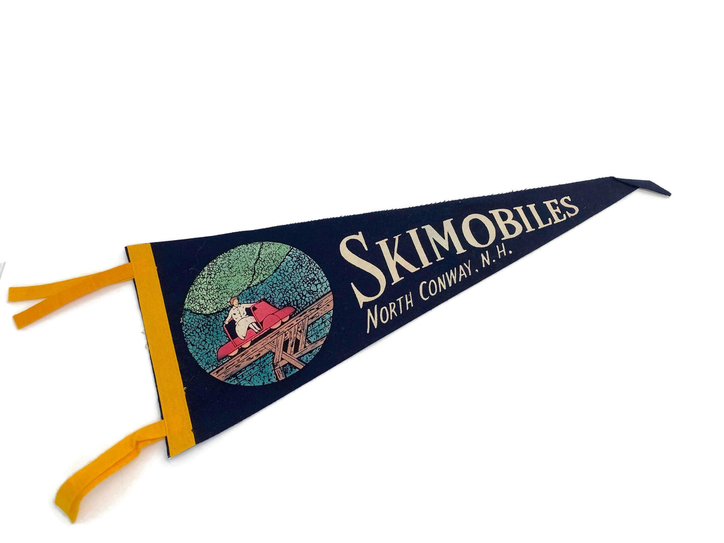Vintage Skimobiles North Conway New Hampshire Pennant at Duckwells