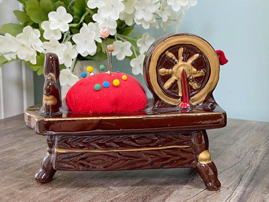 Midcentury Sewing Notion, Ceramic Pincushion Tape Measure at Duckwells