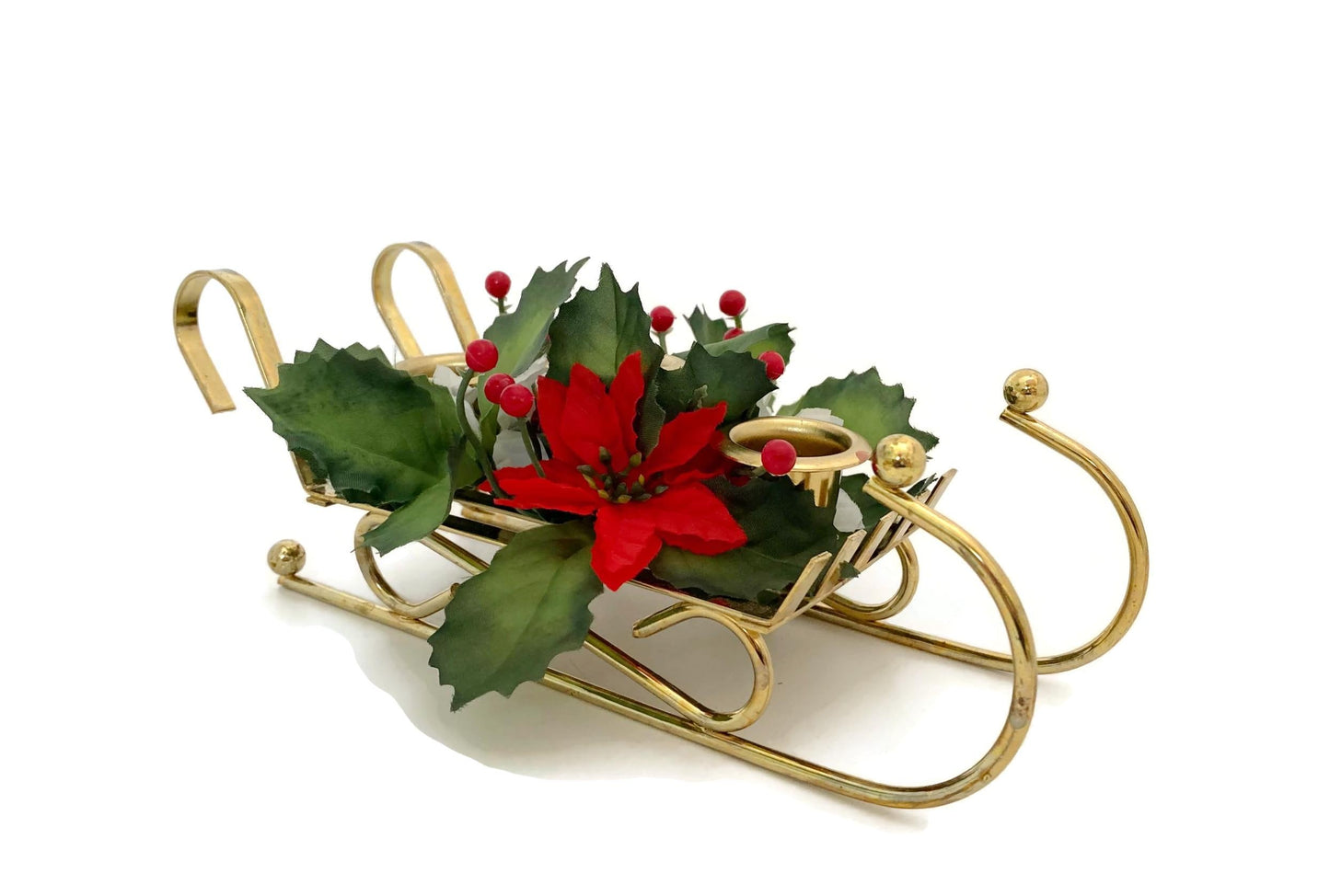 Vintage Christmas Brass Sleigh Candleholder at Duckwells