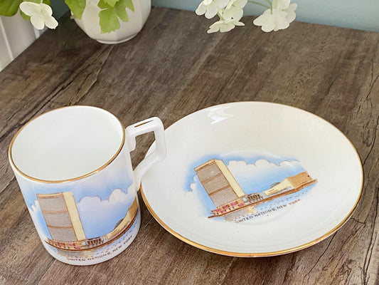 Mid Century United Nations Cup and Saucer Set at Duckwells