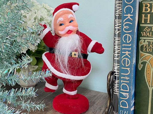 MidCentury Flocked Santa Claus Figurine at Duckwells