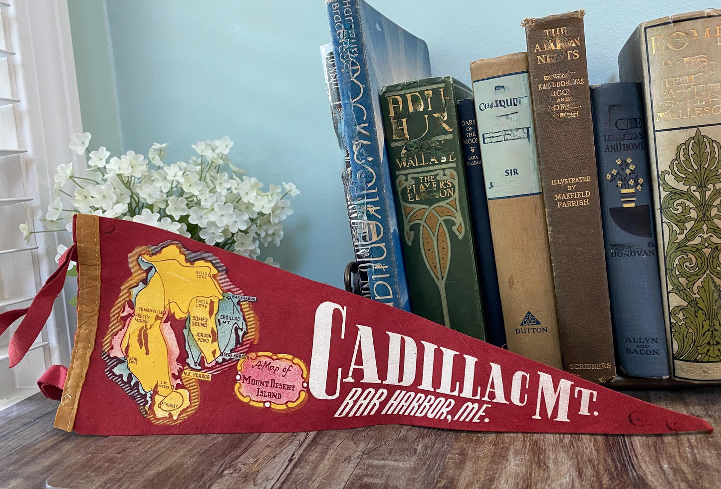 Vintage Cadillac Mountain, Bar Harbor Maine Pennant at Duckwells