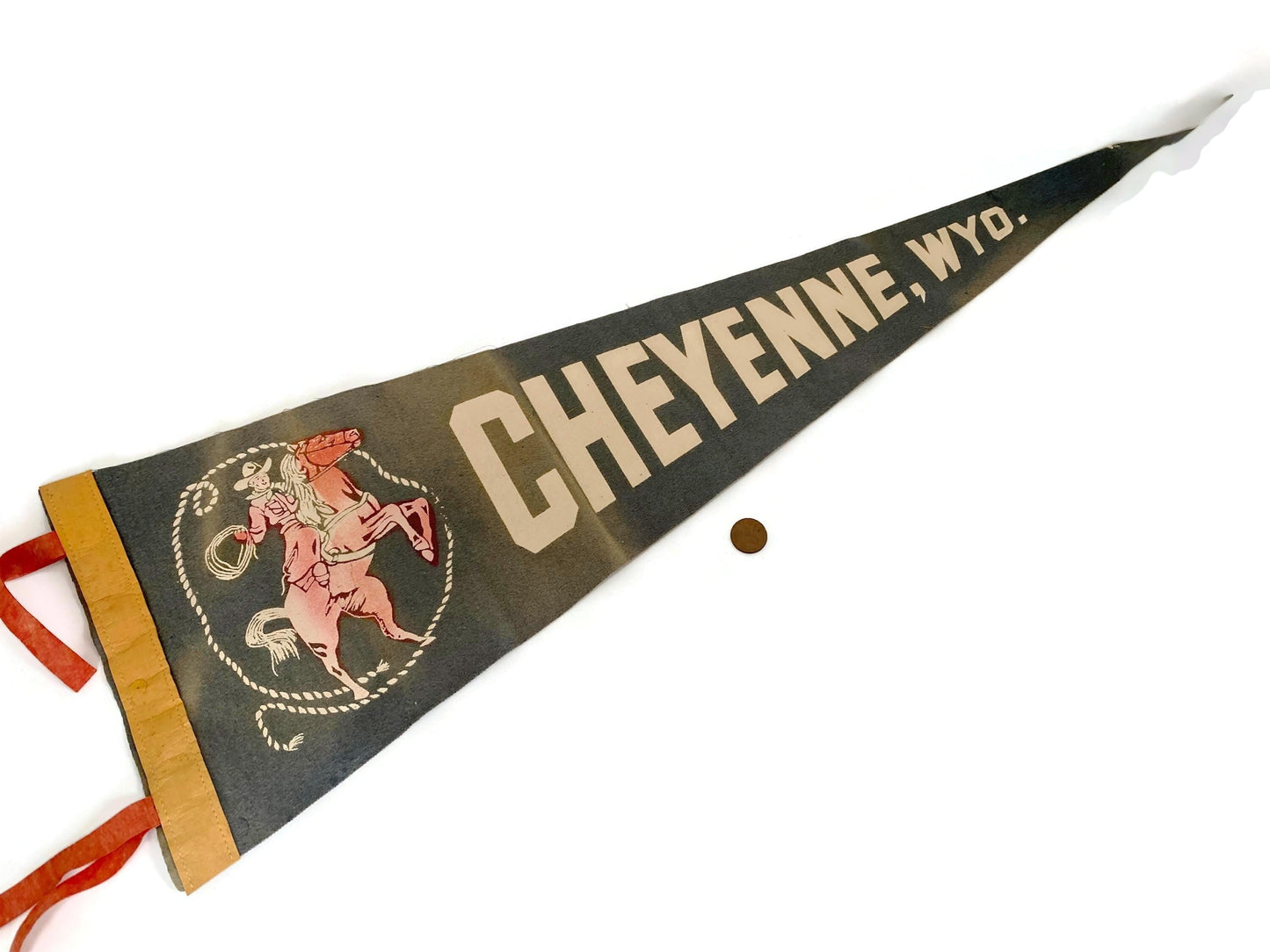 Midcentury Cheyenne Wyoming Souvenir Pennant at Duckwells