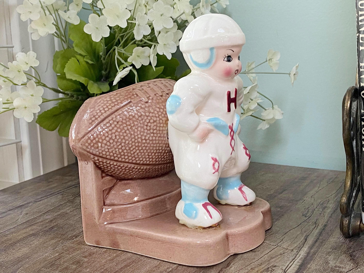 Midcentury Football Player Planter by Napco