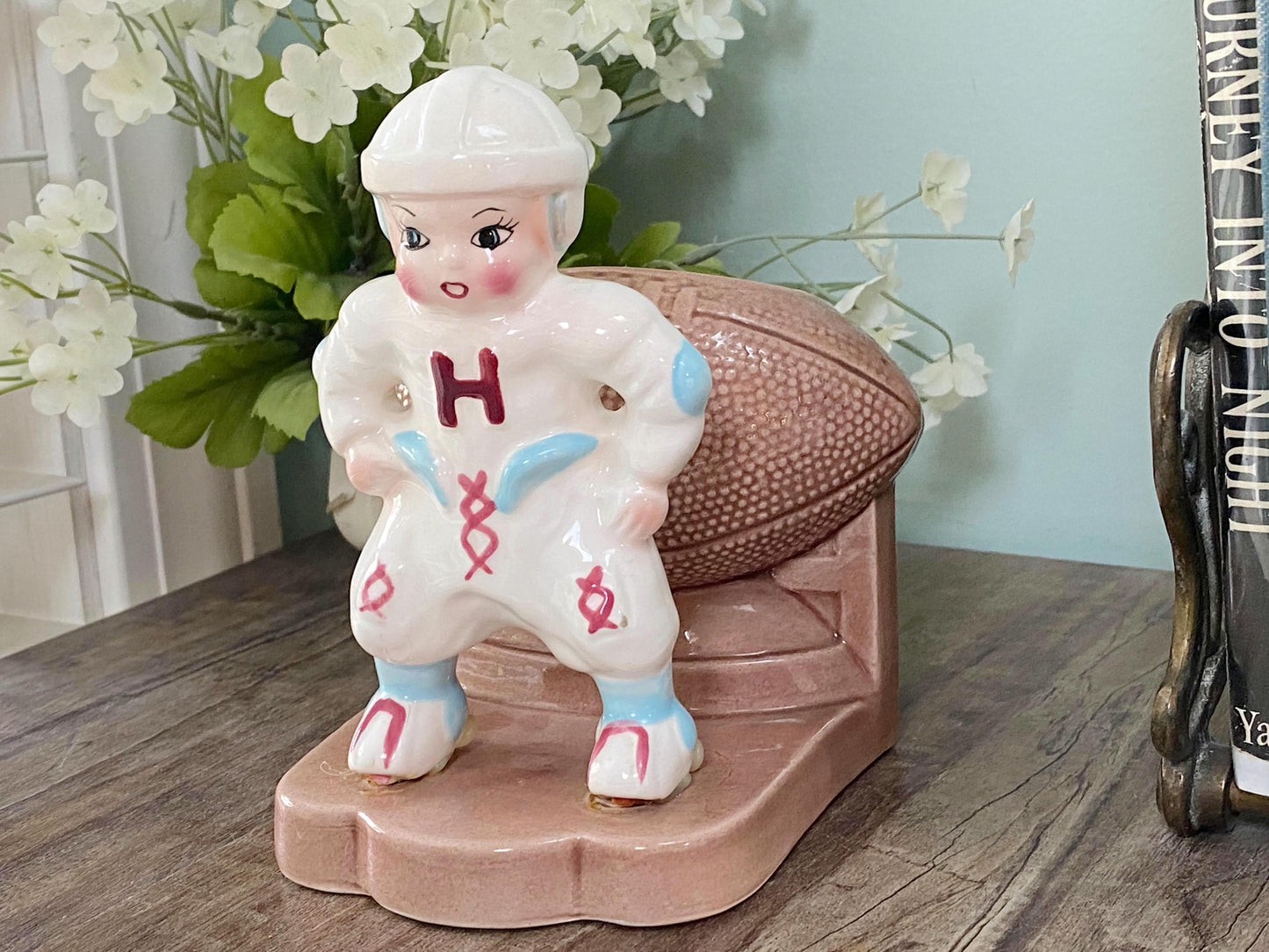 Midcentury Football Player Planter by Napco