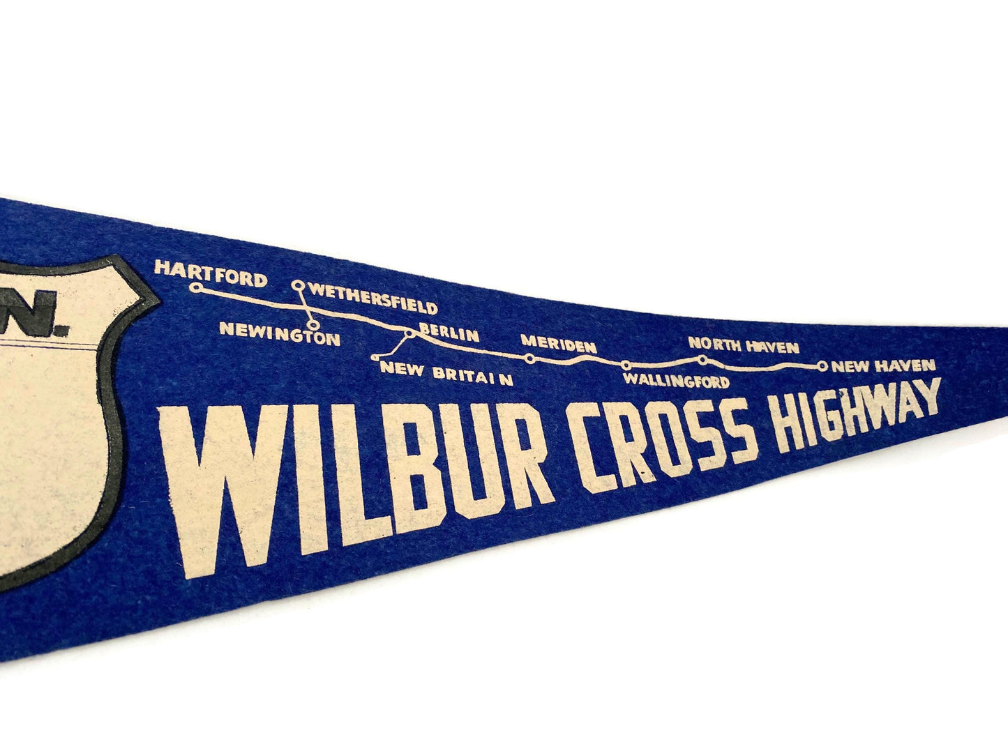 Vintage Connecticut Pennant, Wilbur Cross Highway at Duckwells