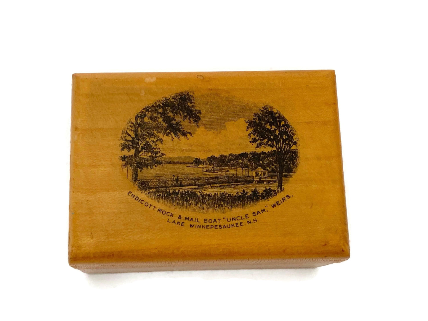 Antique Lake Winnipesaukee Tiny Trinket Box at Duckwells