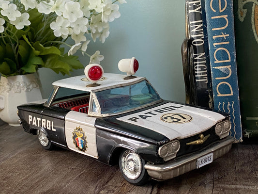 Vintage Police Car, Ichiko Friction Toy Made in Japan at Duckwells