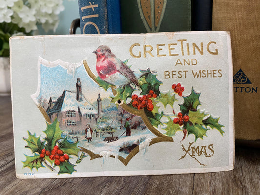 Antique Christmas Postcard, Rare Squeaker Card at Duckwells