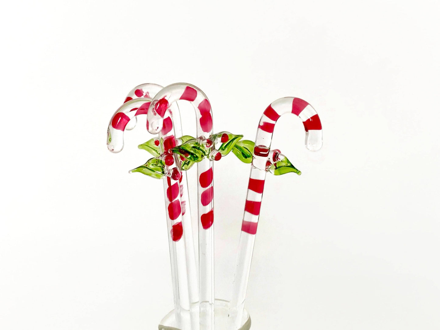 Vintage Christmas Drink Stirrers, Spun Glass Candy Canes at Duckwells