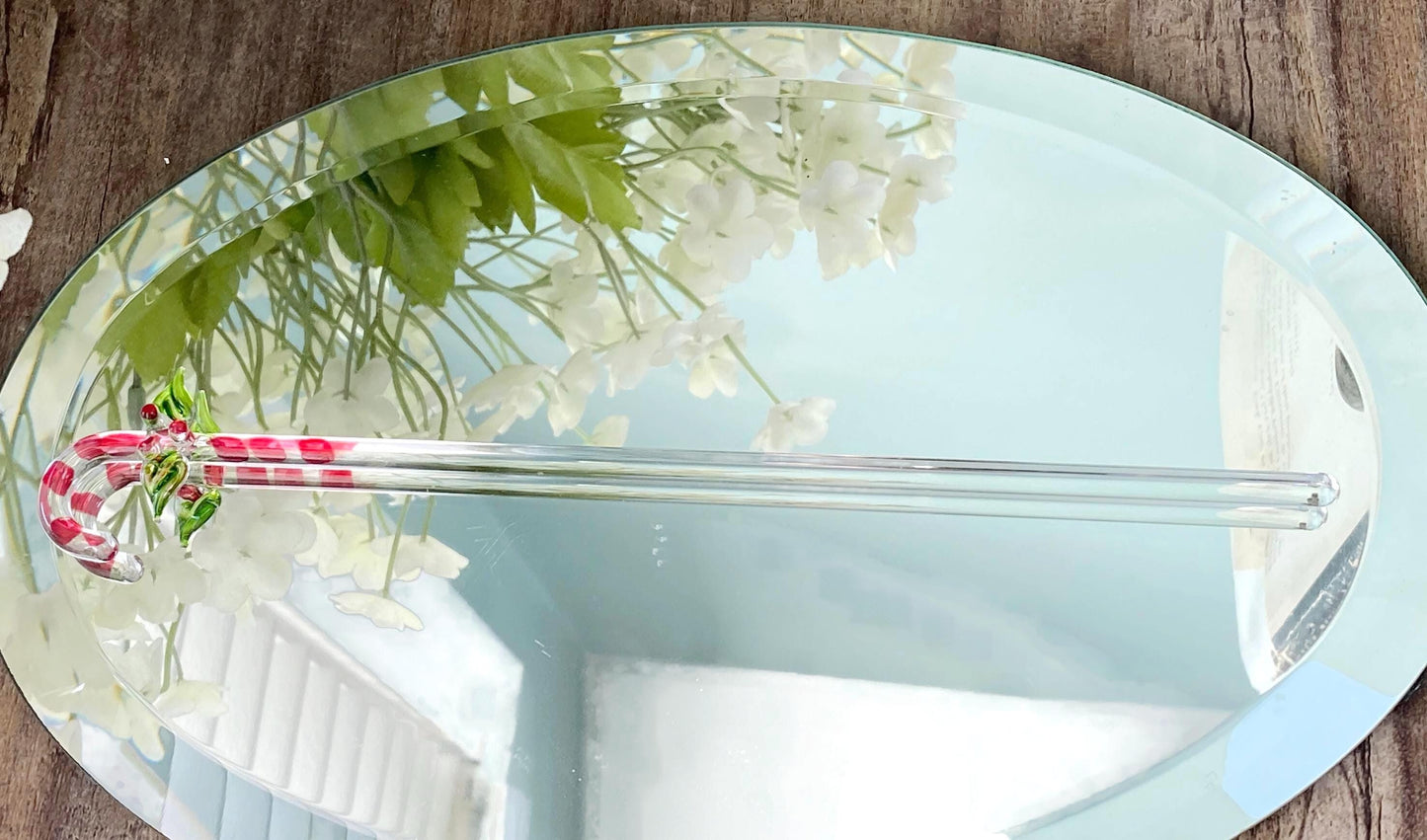 Vintage Christmas Drink Stirrers, Spun Glass Candy Canes at Duckwells