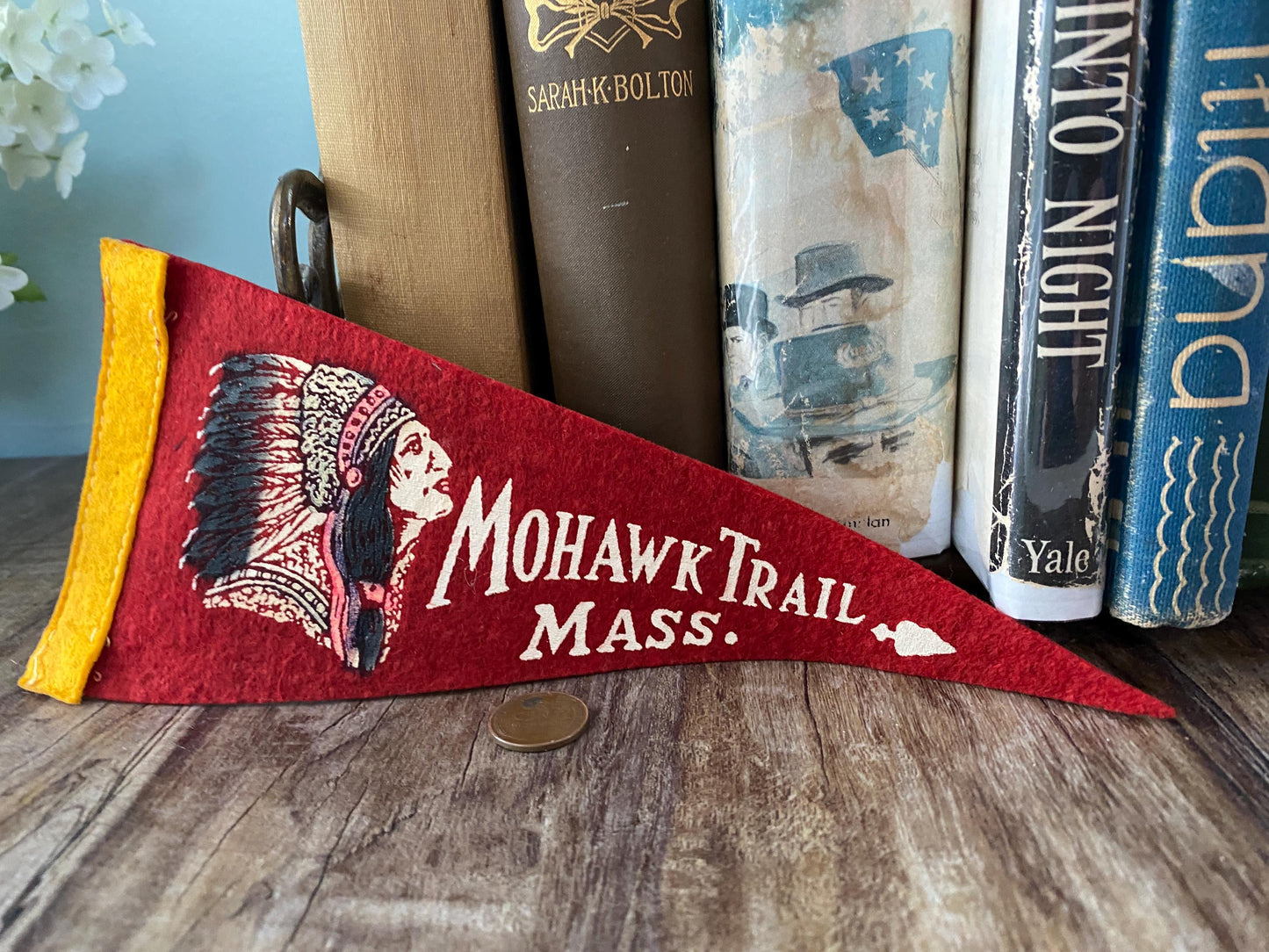 Vintage Mohawk Trail Pennant - Small Old Felt Travel Souvenir at Duckwells