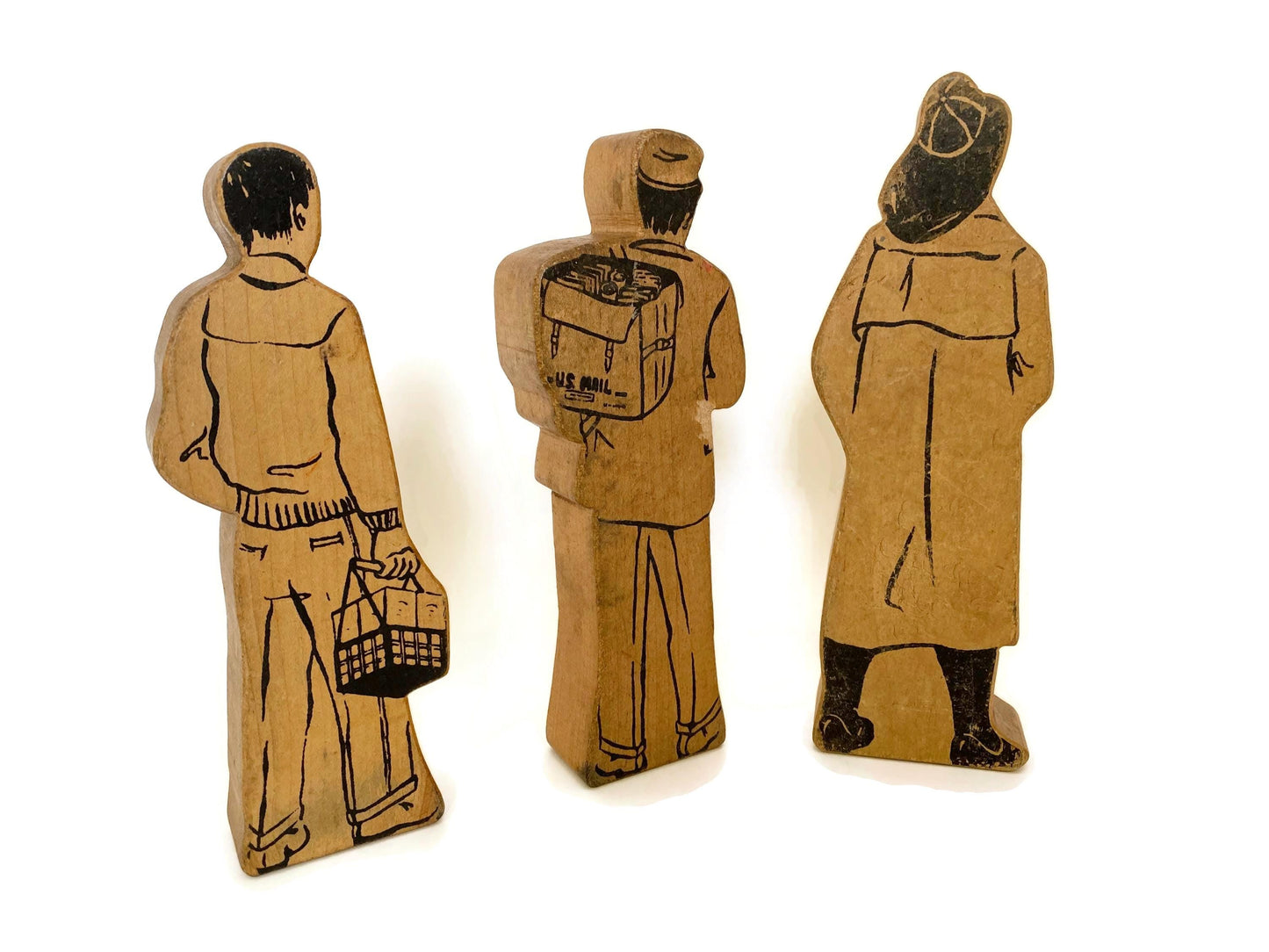 Vintage Wood Workmen Figurines at Duckwells