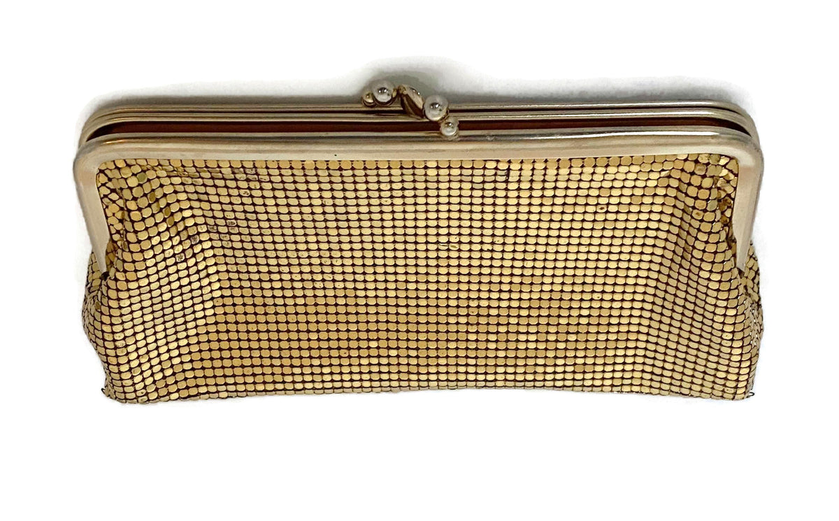 Vintage Whiting & Davis Gold Clutch Purse at Duckwells