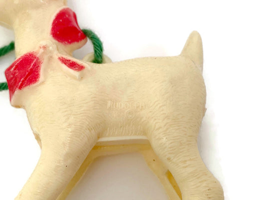 Vintage Rudolph the Reindeer Ornament, 1940s Celluloid at Duckwells