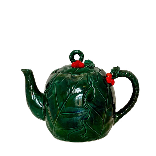 Midcentury Lefton Ceramic Green Holly Berry Teapot at Duckwells