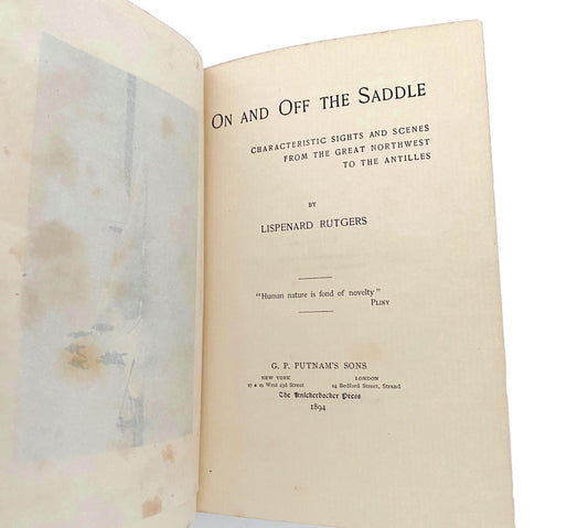Antique Book, On and Off the Saddle, 1894 First Edition at Duckwells