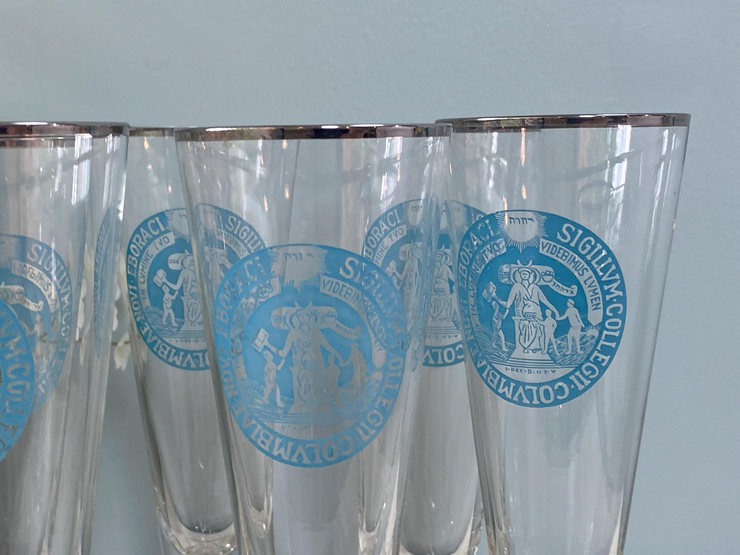 Midcentury Columbia University Pilsner Glasses at Duckwells