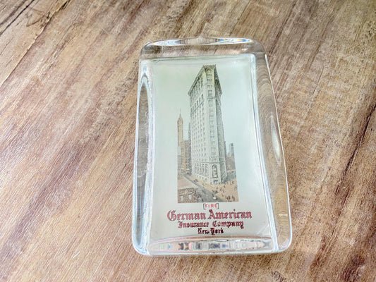 Antique Glass Paperweight German American Insurance